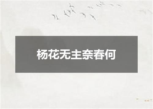 杨花无主奈春何