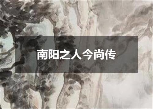 南阳之人今尚传