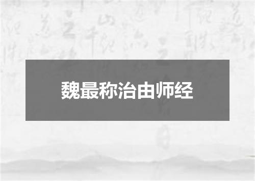 魏最称治由师经