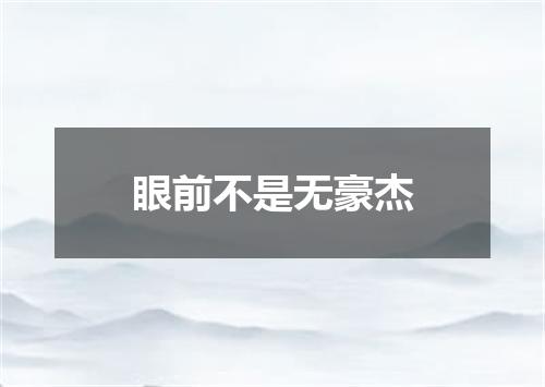 眼前不是无豪杰