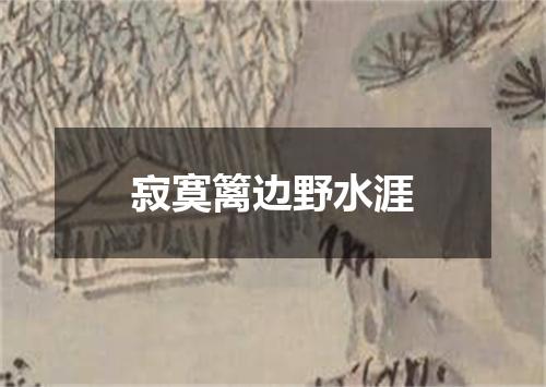 寂寞篱边野水涯