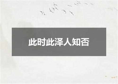 此时此泽人知否