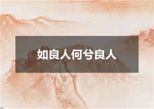 如良人何兮良人