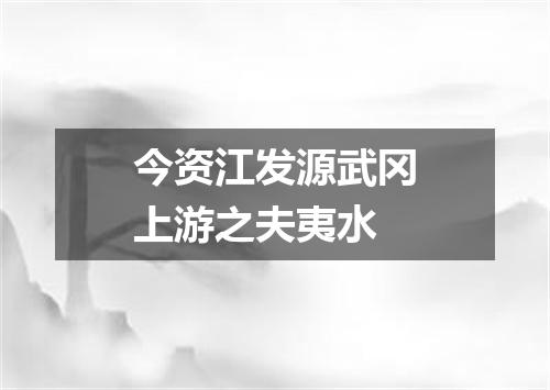 今资江发源武冈上游之夫夷水