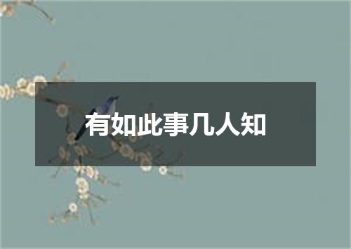 有如此事几人知