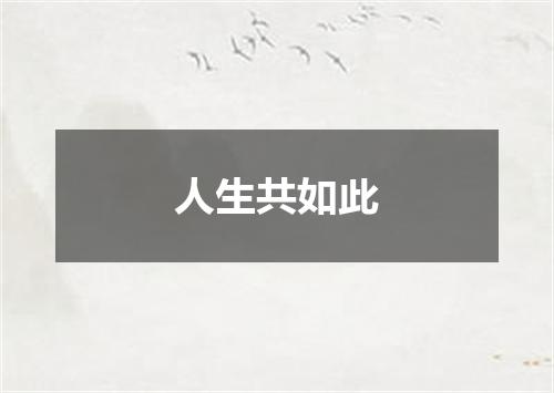 人生共如此