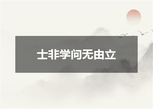 士非学问无由立