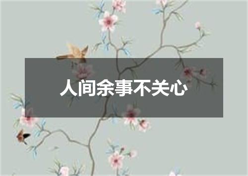 人间余事不关心