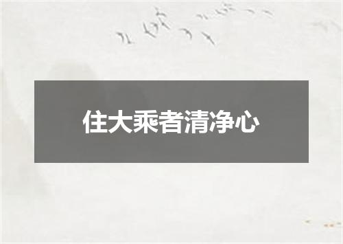 住大乘者清净心