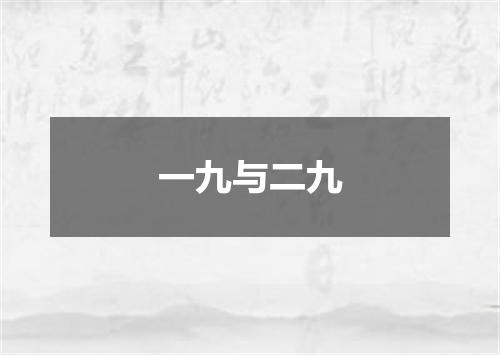 一九与二九