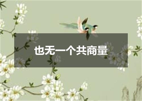 也无一个共商量