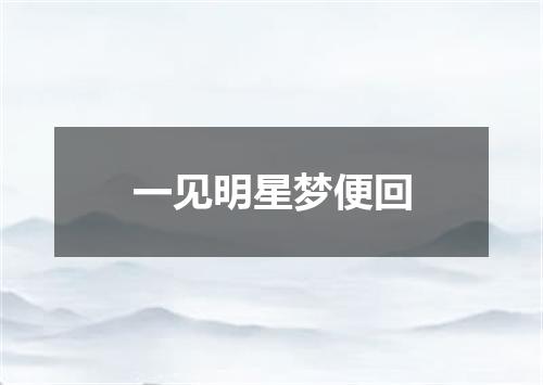 一见明星梦便回