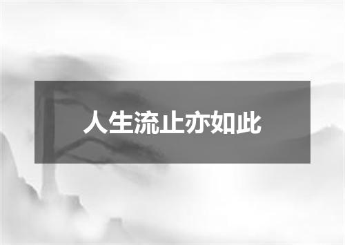 人生流止亦如此