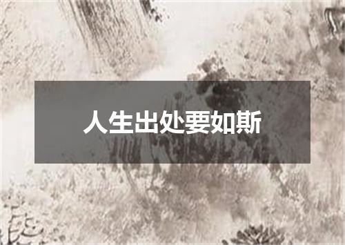 人生出处要如斯