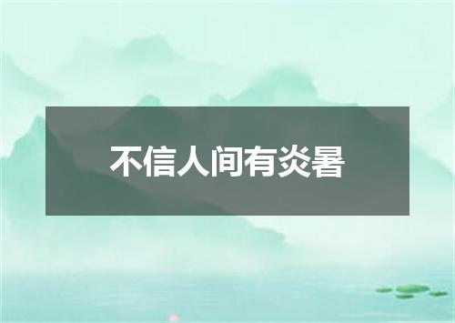 不信人间有炎暑