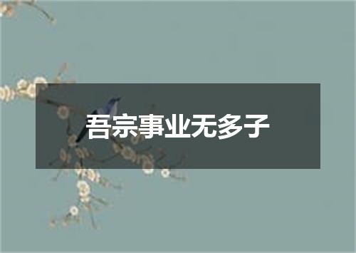 吾宗事业无多子