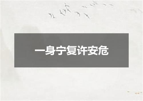 一身宁复许安危