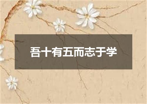 吾十有五而志于学
