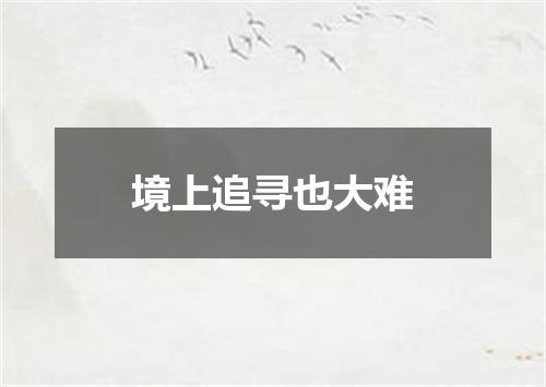 境上追寻也大难