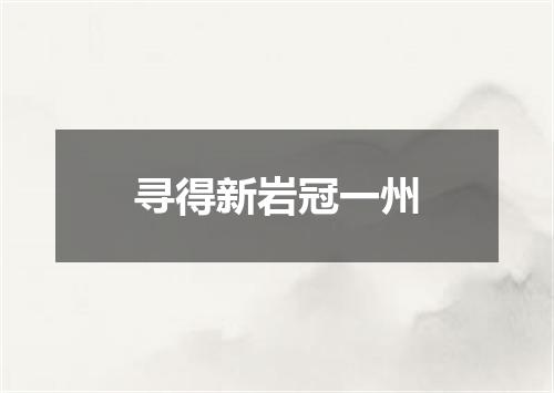寻得新岩冠一州