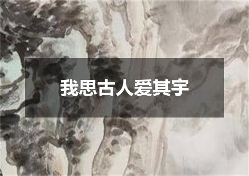 我思古人爱其宇