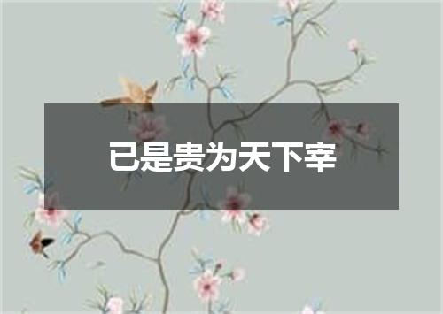 已是贵为天下宰
