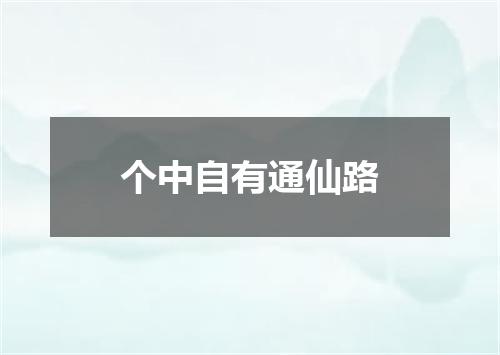 个中自有通仙路