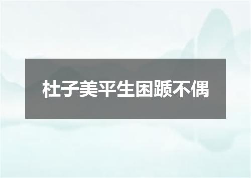 杜子美平生困踬不偶