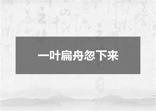 一叶扁舟忽下来