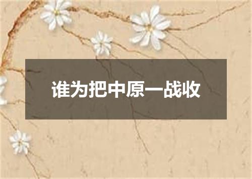 谁为把中原一战收