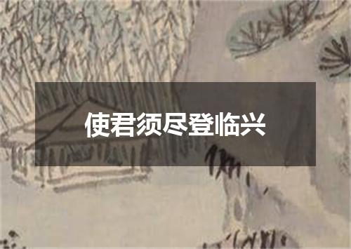 使君须尽登临兴