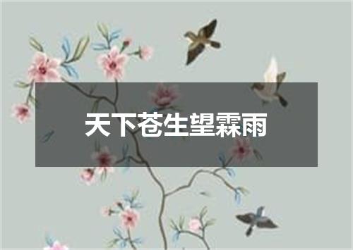天下苍生望霖雨