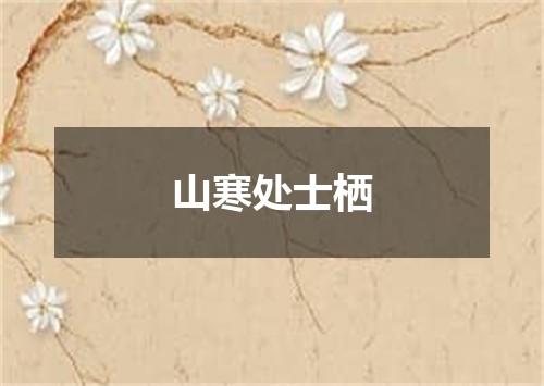 山寒处士栖