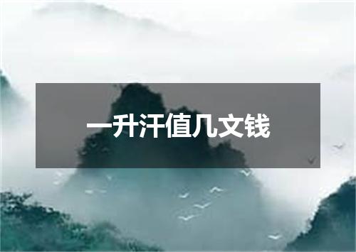 一升汗值几文钱