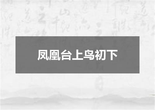凤凰台上鸟初下