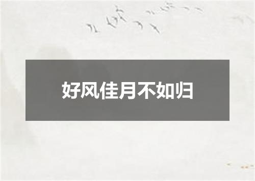 好风佳月不如归