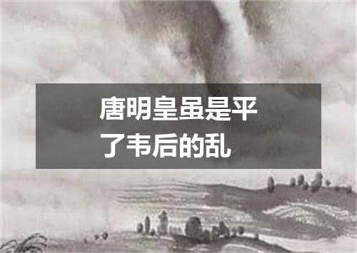 唐明皇虽是平了韦后的乱