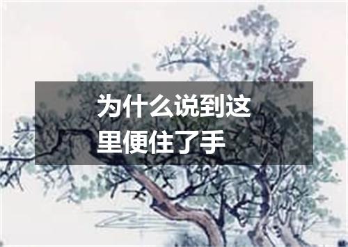 为什么说到这里便住了手