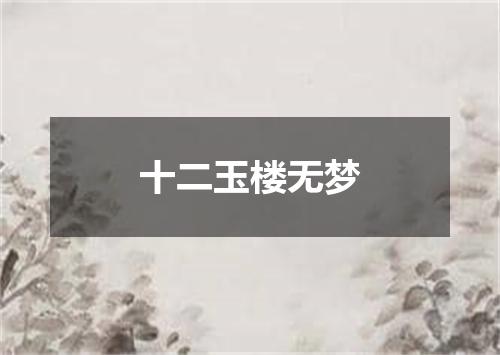 十二玉楼无梦