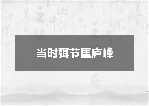 当时弭节匡庐峰