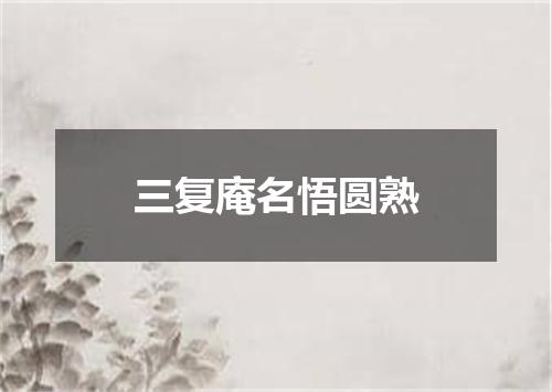 三复庵名悟圆熟