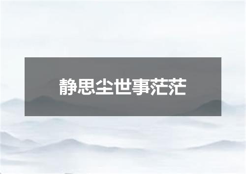 静思尘世事茫茫