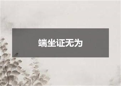 端坐证无为