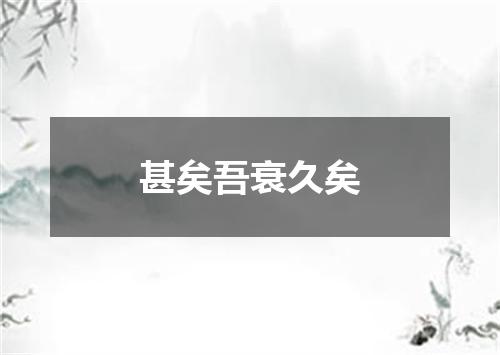 甚矣吾衰久矣