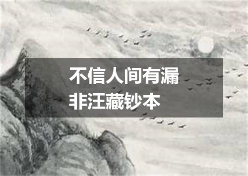 不信人间有漏非汪藏钞本