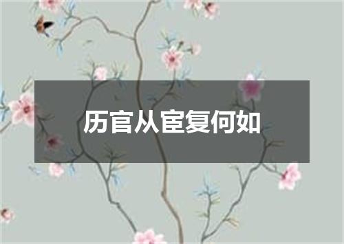 历官从宦复何如