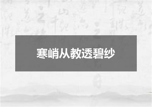 寒峭从教透碧纱