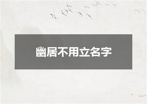 幽居不用立名字