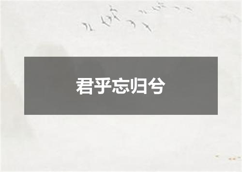 君乎忘归兮