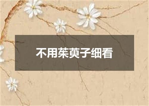 不用茱萸子细看